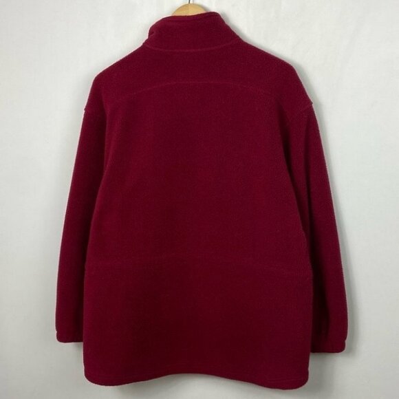 LL Bean Red Fleece Zippered Jacket Pockets Cozy Brushed Warmth Size XL Coat Zip‎ - Picture 10 of 15